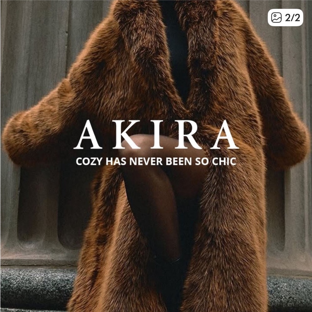 AKIRA DAYANNE LONG SATIN LINING FAUX FUR TRENCH COAT Brown - Picture 6 of 9